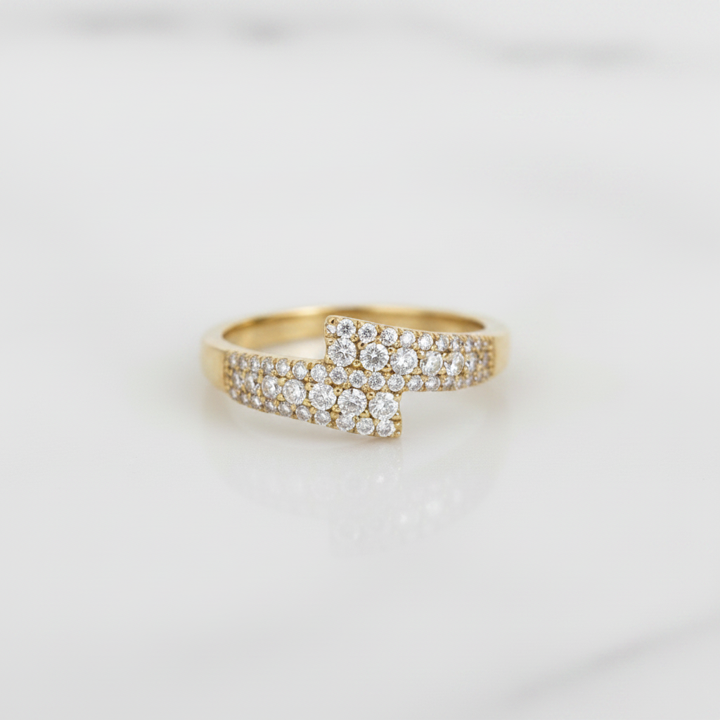 Bypass Diamond Ring - Flat Lay on Marble